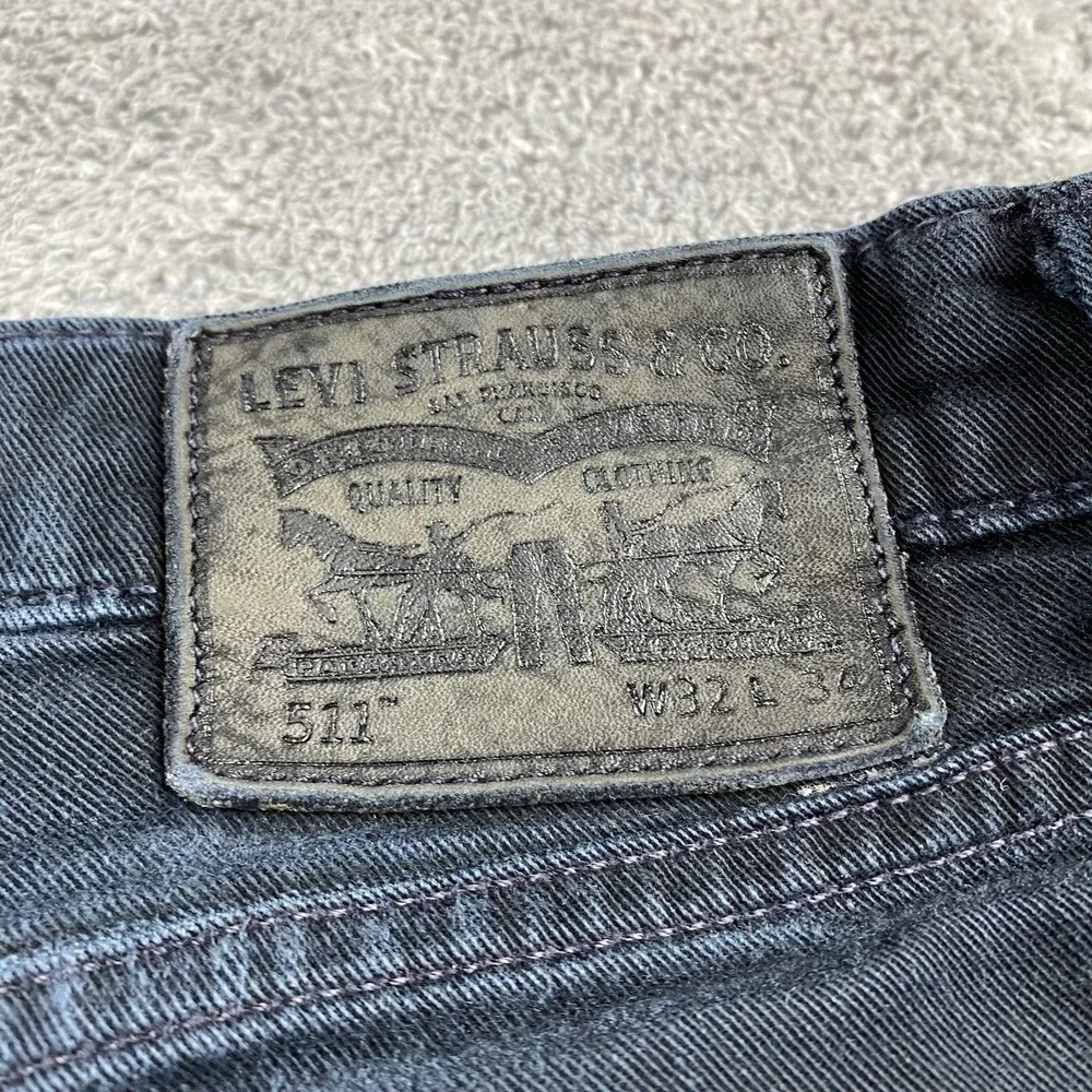 Levis 511 Slim Fit Straight Leg Jeans Mens 32x27 Black Low Rise‎